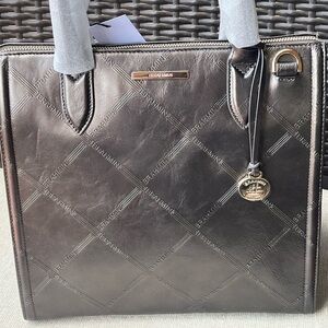 NWT Brahmin Caroline in GRAY BRAHMIN LOGO Imprint Satchel